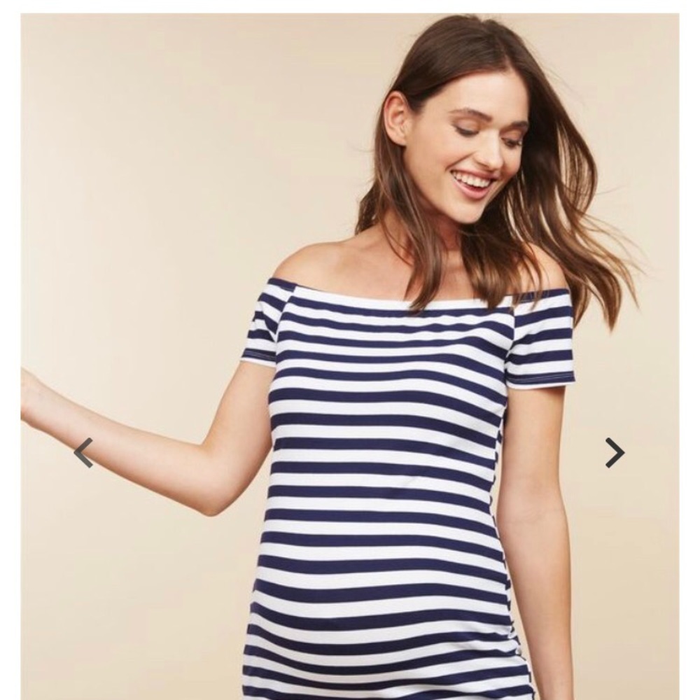 Off the Shoulder Striped Motherhood Maternity Top